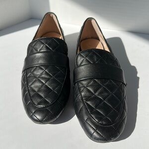 Essex Lane Tessie Black Quilted Leather Loafers Size 8M